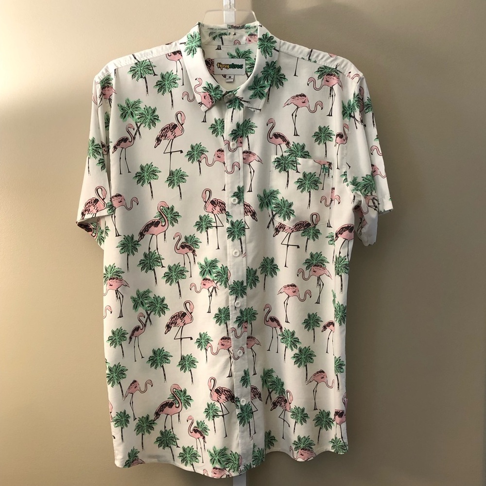 Tipsy Elves Men's Flamingo Print Shirt Size XL